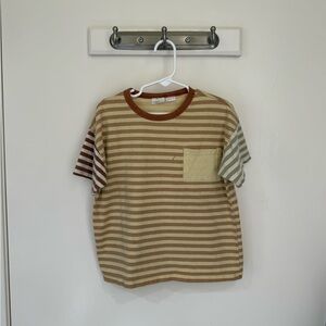 Zara HTF Striped Colorblock Pocket Tee 4-5 Years